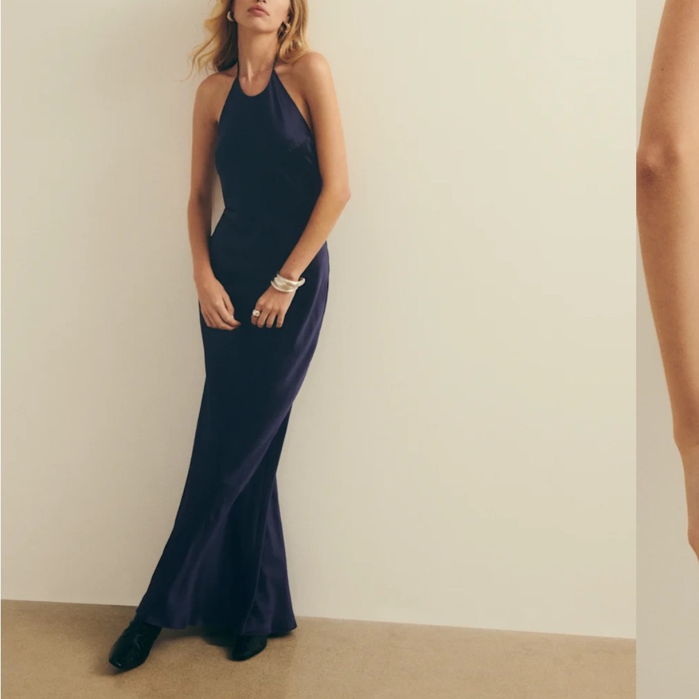 Reformation Jeany Silk Navy Dress - New Unworn with Tags